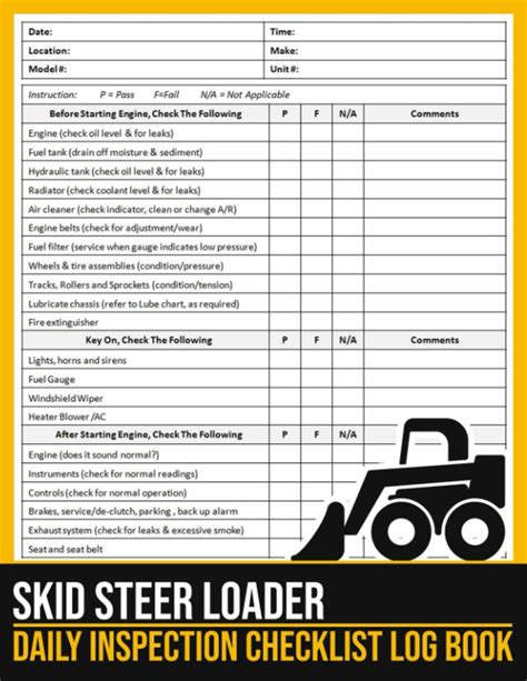 skid steer checklist|skid steer inspection sheet.